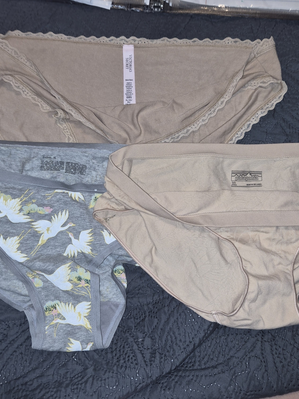 Lot of 3 XL Womens Panties Victoria’s Secret Patagonia Auden Bikini Briefs